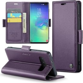 Aefj-Coque Pour Samsung Galaxy S10 Plus, Étui Housse En Rfid Protection Premium Pu Cuir Portefeuille Rabat Case Magnétique Stand Antichoc, Étui Case Pour Samsung Galaxy S10 Plus, Violet