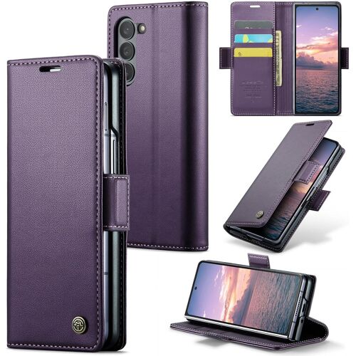 SJZG-Coque Pour Samsung Galaxy Z Fold 6, Étui Housse En Rfid Protection Premium Pu Cuir Portefeuille Rabat Case Magnétique Stand Antichoc, Étui Case Pour Samsung Galaxy Z Fold 6, Violet