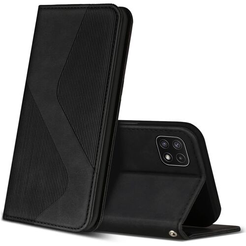 SJZG-Coque Pour Samsung Galaxy A22 5G, Premium Étui Housse En Cuir De Protection Avec [Emplacements Cartes] [Magnetique], Clapet Folio Portefeuille Pour Samsung Galaxy A22 5G (Noir)