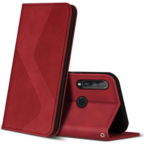 CAUC-Coque pour Huawei P30 Lite/Nova 4E, Premium Étui Housse en Cuir de Protection avec [Emplacements Cartes] [Magnetique], Clapet Folio Portefeuille pour Huawei P30 Lite/Nova 4E (Rouge)