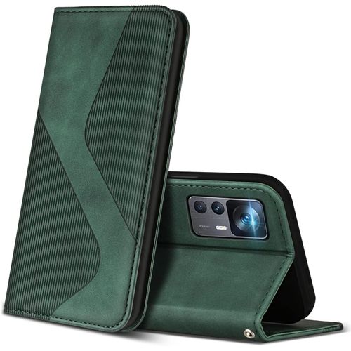 Coque Pour Xiaomi 12t / 12t Pro, Premium Etui Housse En Cuir De Protection Avec [Emplacements Cartes] [Magnetique], Clapet Folio Portefeuille Pour Xiaomi 12t / 12t Pro (Vert)