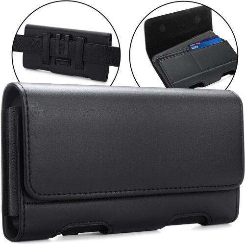 KALANKA-iPhone 14/14 Pro Ceinture Étui, 13 13 Pro 12 11 Clip Ceinture Housse Étui Ceinture Universel Cuir de Protection Porte-Cartes en Holster Clip Coque pour Samsung Galaxy S22 S23, S21 S20 S8 S9