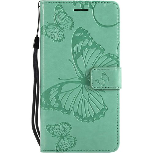 Sjzg-Coque Pour Huawei P10 Lite, Papillon Imprimé Pu En Cuir Coque Magnétique Portefeuille Tpu Étui Housse Pour Huawei P10 Lite - Vert