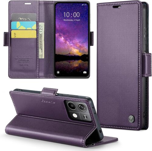 SJZG-Coque Pour Xiaomi Redmi Note 13 5G (Pas Pour 4G),Étui Housse En Rfid Protection Premium Pu Cuir Portefeuille Rabat Case Magnétique Stand Antichoc,Étui Case Pour Xiaomi Redmi Note 13 5G,Violet