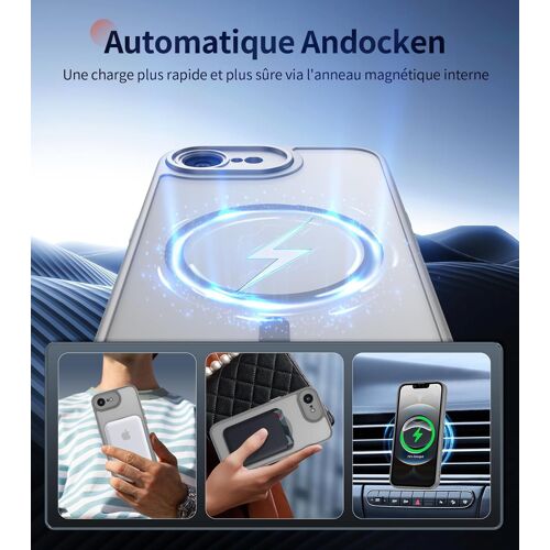 Magnétique Coque pour iPhone 16e avec 2 Verre Trempé, Compatible avec MagSafe, Protection d'objectif Tout Compris, Etui Mat Arrière Housse Fine Antichoc Case iPhone 16e 6.1"", Gris