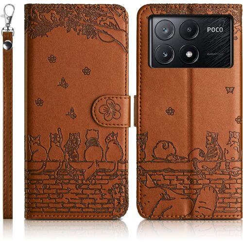 KAL-Coque Pour Xiaomi Poco X6 Pro 5G Étui De Protection [Etui À Rabat] [Pochette De Portefeuille] [Fermeture Magnétique] Housse Premium En Cuir Pu Portefeuille Xiaomi Poco X6 Pro 5G Marron