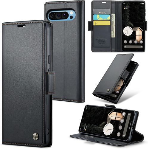 Kal-Coque Pour Google Pixel 9 Pro Xl, Étui Housse En Rfid Protection Premium Pu Cuir Portefeuille Rabat Case Magnétique Stand Antichoc, Étui Case Pour Google 9 Pro Xl, Noir