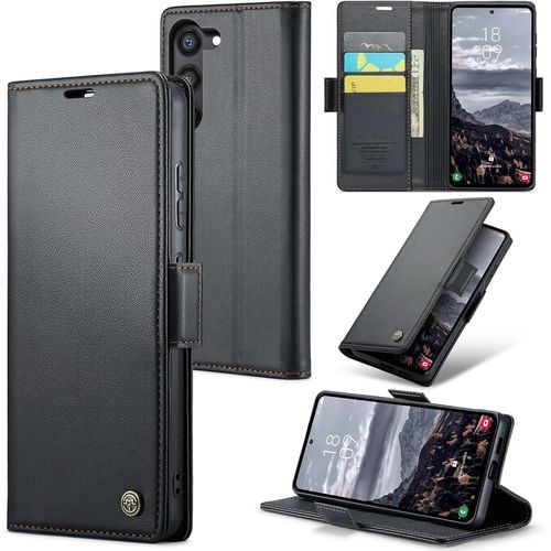 Coque Pour Samsung Galaxy S24 Plus, Protection Antichoc Avec Design Flip, Fermoir Papillon Magnétique, Blocage Rfid, Porte-Cartes Support Intégré Mince Et Élégant Antichoc Anti-Rayures, Noir