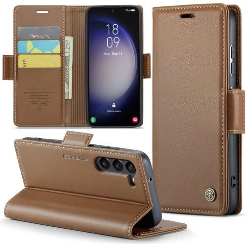 Kal-Coque Pour Samsung Galaxy S23 Plus Étui Portefeuille Wallet Cover En Cuir Pu Avec Cartes Magnétique Et Rfid Protection Antivol Folio Housse Samsung S23 Plus Case, Brun