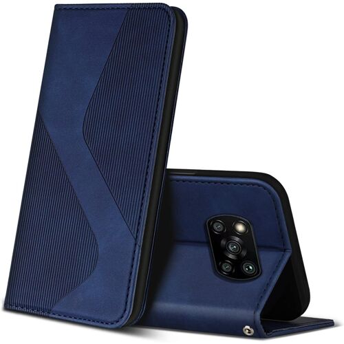 KAL-Coque Pour Xiaomi Poco X3 Pro/Poco X3 Nfc/Poco X3, Premium Étui Housse En Cuir De Protection, Clapet Folio Portefeuille Pour Xiaomi Poco X3 Pro/Poco X3 Nfc/Poco X3 (Bleu)