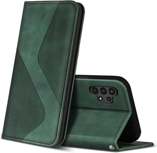 TRAHOO-Coque pour Samsung Galaxy A13 4G, Premium Étui Housse en Cuir de Protection avec [Emplacements Cartes] [Magnetique], Clapet Folio Portefeuille pour Samsung Galaxy A13 4G (Vert)