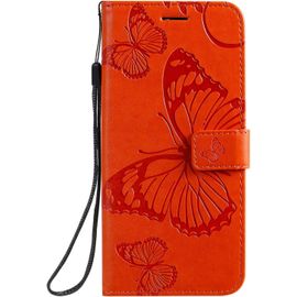 Coque Pour Galaxy A51, Papillon Imprimé Pu En Cuir Coque Magnétique Portefeuille Tpu Étui Housse Pour Samsung Galaxy A51 - Orange