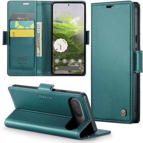 Sjzg-Coque Pour Google Pixel 9/9 Pro Étui Portefeuille Wallet Cover En Cuir Pu Avec Cartes Magnétique Et Rfid Protection Antivol Folio Housse Google Pixel 9 Pro Case, Vert