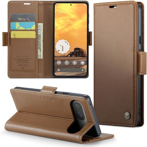 Eryi-Coque Pour Google Pixel 9/9 Pro Étui Portefeuille Wallet Cover En Cuir Pu Avec Cartes Magnétique Et Rfid Protection Antivol Folio Housse Google Pixel 9 Pro Case, Brun