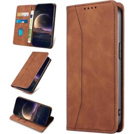 Kal-Coque Pour Xiaomi Mi 10 Lite 5g, Etui Protection Housse En Cuir Pu [Porte Cartes], Antichoc Portefeuille Étui À Rabat Flip Case Pour Xiaomi Mi 10 Lite 5g (Marron)