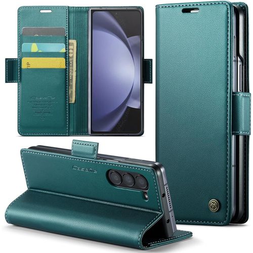 Coque Pour Samsung Galaxy Z Fold 5 Étui Portefeuille Wallet Cover En Cuir Pu Avec Cartes Magnétique Et Rfid Protection Antivol Folio Housse Samsung Z Fold 5 Case, Vert
