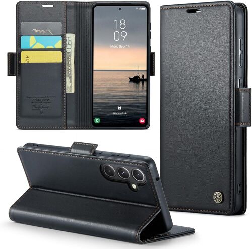 SJZG-Coque Pour Samsung S21 (Pas Compatible A21S) Étui Portefeuille Cover En Cuir Pu Wallet Avec Cartes Magnétique Et Rfid Protection Antivol Folio Housse S21 Case, Noir