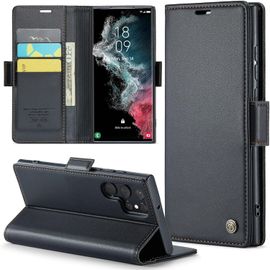 Kalanka-Coque Pour Samsung S22 Ultra Étui Portefeuille Cover En Cuir Pu Wallet Avec Cartes Magnétique Et Rfid Protection Antivol Folio Housse Samsung S22 Ultra Case, Noir