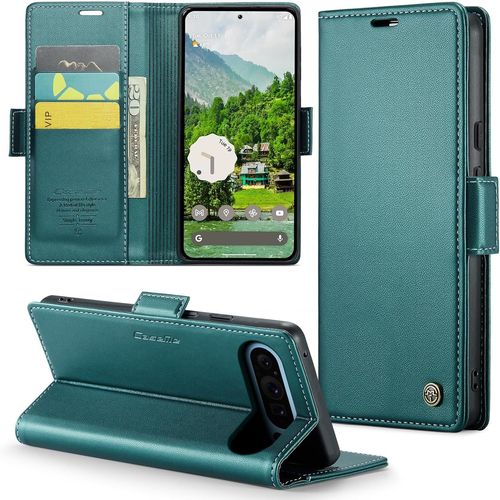 Coque Pour Google Pixel 9 Pro Xl Étui Portefeuille Wallet Cover En Cuir Pu Avec Cartes Magnétique Et Rfid Protection Antivol Folio Housse Google Pixel 9 Pro Xl Case, Vert