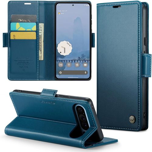 Sjzg-Coque Pour Google Pixel 9 Pro Xl Étui Portefeuille Wallet Cover En Cuir Pu Avec Cartes Magnétique Et Rfid Protection Antivol Folio Housse Google Pixel 9 Pro Xl Case, Bleu