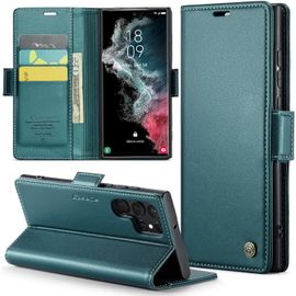 Coque Pour Samsung Galaxy S22 Ultra Étui Portefeuille Wallet Cover En Cuir Pu Avec Cartes Magnétique Et Rfid Protection Antivol Folio Housse Samsung S22 Ultra Case, Vert[Pop944446]