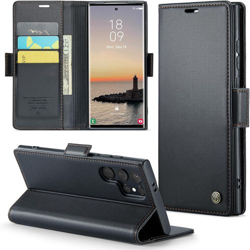 Kal-Coque Pour Samsung Galaxy S24/25 Plus Étui Portefeuille Cover En Cuir Pu Wallet Avec Cartes Magnétique Et Rfid Protection Antivol Folio Housse Samsung S25 Plus Case, Noir