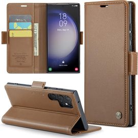 Coque Pour Samsung Galaxy S23 Ultra Étui Portefeuille Wallet Cover En Cuir Pu Avec Cartes Magnétique Et Rfid Protection Antivol Folio Housse Galaxy S23 Ultra Case, Brun[Pop944275]
