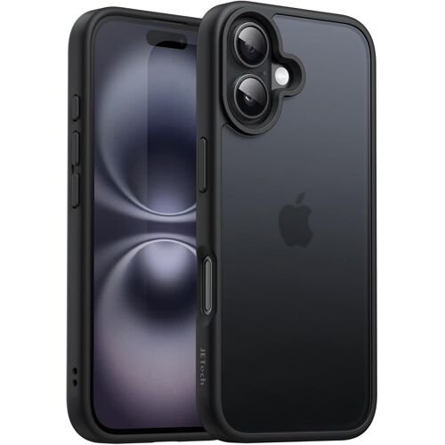 JGD-Coque Mate pour iPhone 16 Plus 6,7 Pouces, Protection Antichoc de Qualité Militaire Contre Les Chutes, Étui Housse Arrière Translucide Givrée, Anti-Traces de Doigts (Noir)