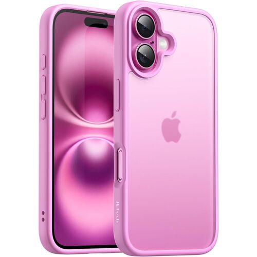 JGD-Coque Mate pour iPhone 16 Plus 6,7 Pouces, Protection Antichoc de Qualité Militaire Contre Les Chutes, Étui Housse Arrière Translucide Givrée, Anti-Traces de Doigts (Rose)