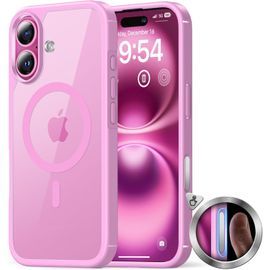 Kal-Coque Magnétique Pour Iphone 16 Plus Avec Bouton De Capture De Contrôle De Caméra, Compatible Avec Magsafe Protection Militaire]Anti-Jaunissement] -Coque Mince 6,7 Pouces-Rose