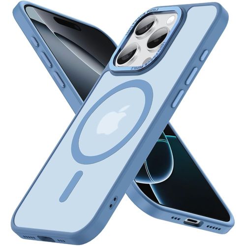 Sjzg-Magnétique Coque Pour Iphone 16 Pro Max (6,9 Pouces), Compatible With Magsafe Antichoc Ultime \U2013 Magnétisme Puissant Et Protection Militaire -Etui Translucide Mat - Bleu Ciel