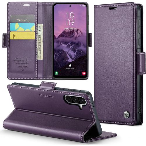 Eryi-Coque Pour Samsung Galaxy A56 Étui Portefeuille Cover En Cuir Pu Wallet Avec Cartes Magnétique Et Rfid Protection Antivol Folio Housse Samsung A56 Case, Violet