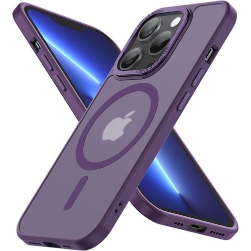 Coque Compatible Magsafe Pour Iphone 13 Pro Max 6,7'' ¿ Aimants Ultra-Puissants, Protection Militaire Anti-Chocs Jusqu'à 3,6 M, Dos Translucide Mat Violet, Anti-Traces