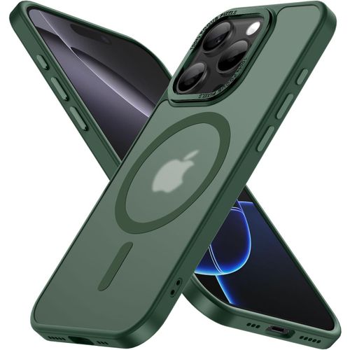 Sjzg-Magnétique Coque Pour Iphone 16 Pro Max (6,9 Pouces), Compatible With Magsafe Antichoc Ultime \U2013 Magnétisme Puissant Et Protection Militaire -Etui Translucide Mat - Vert
