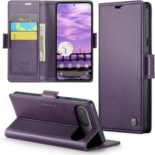 Kal-Coque Pour Google Pixel 9/9 Pro Étui Portefeuille Wallet Cover En Cuir Pu Avec Cartes Magnétique Et Rfid Protection Antivol Folio Housse Google Pixel 9 Pro Case, Violet