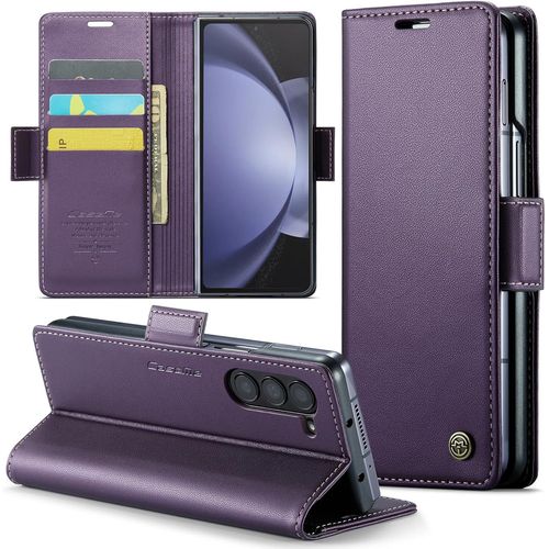 Kal-Coque Pour Samsung Galaxy Z Fold 5 Étui Portefeuille Wallet Cover En Cuir Pu Avec Cartes Magnétique Et Rfid Protection Antivol Folio Housse Samsung Z Fold 5 Case, Violet