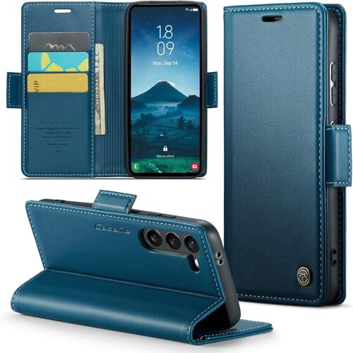SJZG-Coque Pour Samsung Galaxy S25 Étui Portefeuille Cover En Cuir Pu Wallet Avec Cartes Magnétique Et Rfid Protection Antivol Folio Housse Samsung S25 Case, Bleu
