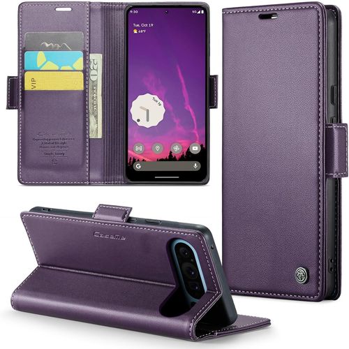 Sjzg-Coque Pour Google Pixel 9 Pro Xl Étui Portefeuille Wallet Cover En Cuir Pu Avec Cartes Magnétique Et Rfid Protection Antivol Folio Housse Google Pixel 9 Pro Xl Case, Violet