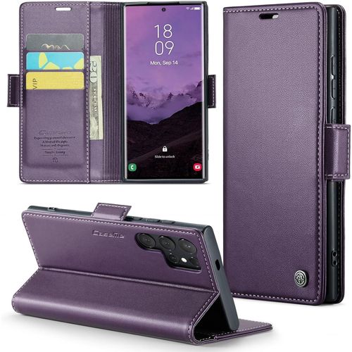 Trahoo-Coque Pour Samsung Galaxy S25 Ultra Étui Portefeuille Cover En Cuir Pu Wallet Avec Cartes Magnétique Et Rfid Protection Antivol Folio Housse Samsung S25 Ultra Case, Violet