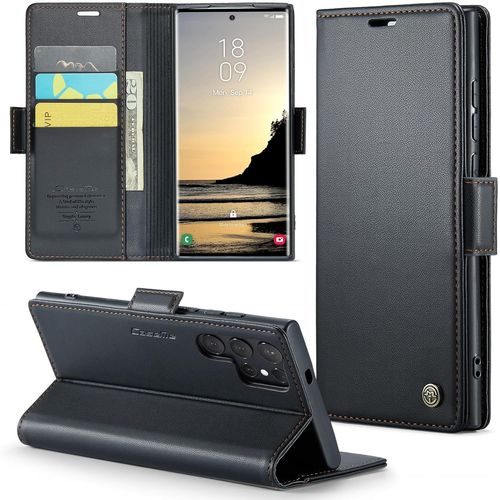 Kal-Coque Pour Samsung Galaxy S25 Ultra Étui Portefeuille Cover En Cuir Pu Wallet Avec Cartes Magnétique Et Rfid Protection Antivol Folio Housse Samsung S25 Ultra Case, Noir