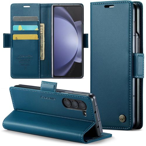Tianyi-Coque Pour Samsung Galaxy Z Fold 5 Étui Portefeuille Wallet Cover En Cuir Pu Avec Cartes Magnétique Et Rfid Protection Antivol Folio Housse Samsung Z Fold 5 Case, Bleu