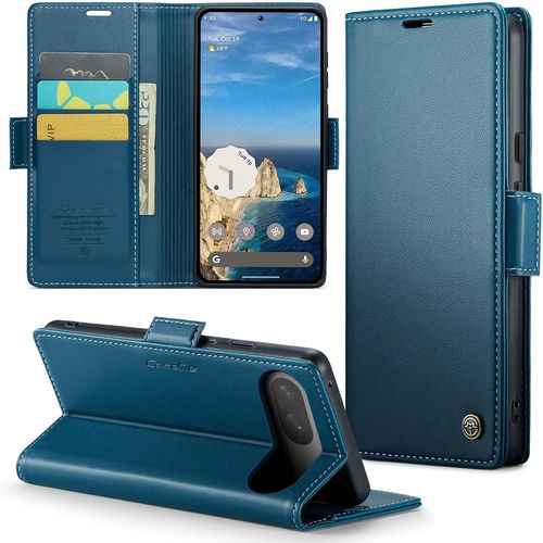 Kalanka-Coque Pour Google Pixel 9/9 Pro Étui Portefeuille Wallet Cover En Cuir Pu Avec Cartes Magnétique Et Rfid Protection Antivol Folio Housse Google Pixel 9 Pro Case, Bleu
