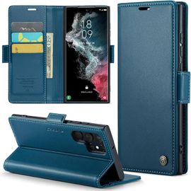 KAL-Coque Pour Samsung Galaxy S22 Ultra Étui Portefeuille Wallet Cover En Cuir Pu Avec Cartes Magnétique Et Rfid Protection Antivol Folio Housse Samsung S22 Ultra Case, Bleu