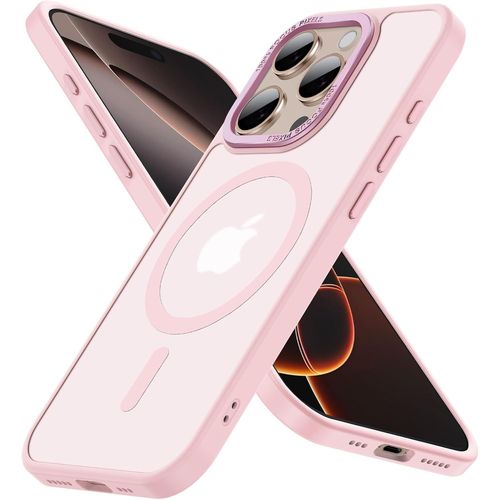 Sjzg-Magnétique Coque Pour Iphone 16 Pro Max (6,9 Pouces), Compatible With Magsafe Antichoc Ultime \U2013 Magnétisme Puissant Et Protection Militaire -Etui Translucide Mat - Rose