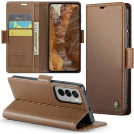 Kal-Coque Pour Oppo Reno 12 Pro Étui Portefeuille Wallet Cover En Cuir Pu Avec Cartes Magnétique Et Rfid Protection Antivol Folio Housse Oppo Reno 12 Pro Case, Brun