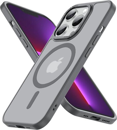 TRAHOO-Magnétique Coque pour iPhone 13 Pro (6,1 Pouces), Compatible with MagSafe Antichoc Ultime \u2013 Magnétisme Puissant et Protection Militaire -Etui Translucide Mat - Gris