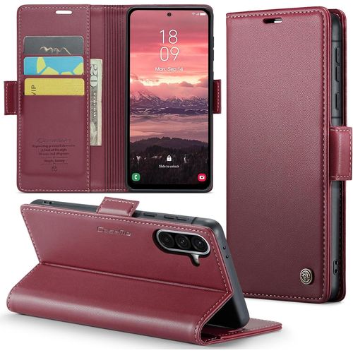 Kal-Coque Pour Samsung Galaxy A36 Étui Portefeuille Cover En Cuir Pu Wallet Avec Cartes Magnétique Et Rfid Protection Antivol Folio Housse Samsung A36 Case, Vin Rouge