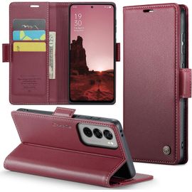 Kal-Coque Pour Oppo Reno 12 Étui Portefeuille Wallet Cover En Cuir Pu Avec Cartes Magnétique Et Rfid Protection Antivol Folio Housse Oppo Reno 12 Case, Vin Rouge