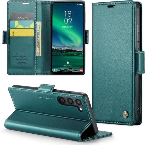 Kal-Coque Pour Samsung Galaxy S24/25 Plus Étui Portefeuille Cover En Cuir Pu Wallet Avec Cartes Magnétique Et Rfid Protection Antivol Folio Housse Samsung S25 Plus Case, Vert
