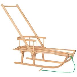 Springos® Luge En Bois Laqué Avec Dossier Barre De Poussée